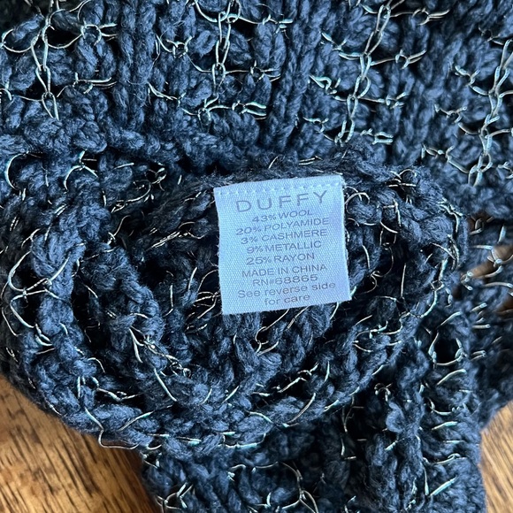 Duffy dark blue/ grey sweater with open knit style with metal wire - size small - Picture 5 of 9